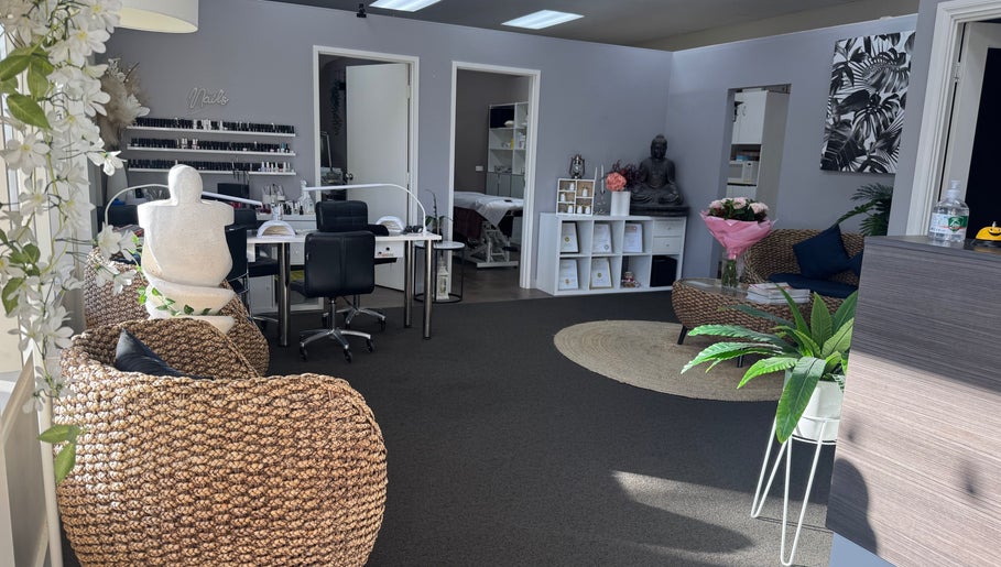 Inviting interior of Deera Spa and Beauty, Goodwood, South Australia, showcasing cozy seating and decor.