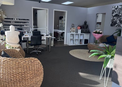 Inviting interior of Deera Spa and Beauty, Goodwood, South Australia, showcasing cozy seating and decor.