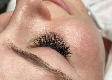 Close-up of eyelash extensions at The Enchanted Beautician, Kincardine, Ontario, CA.
