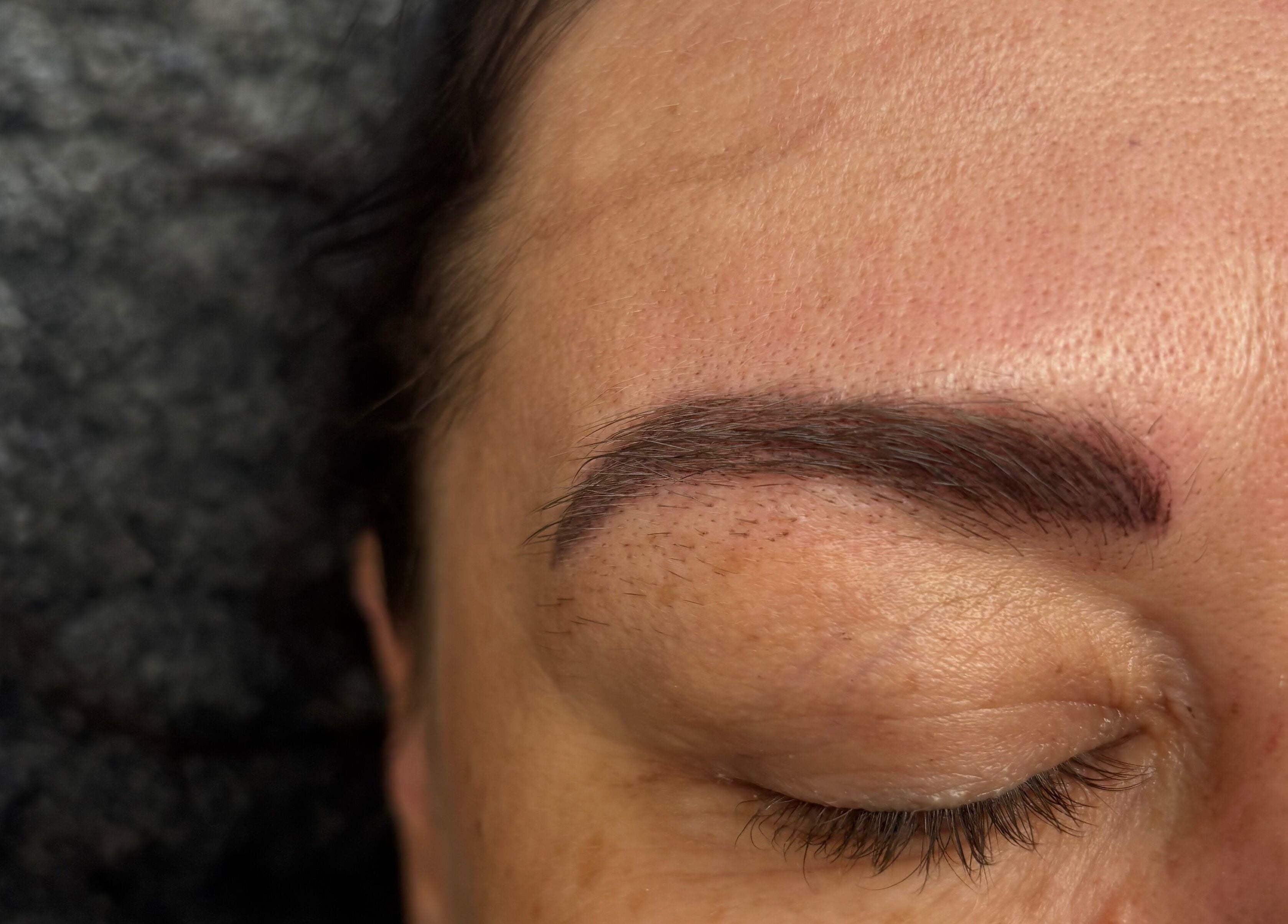 Microbladed eyebrow enhancement at Longhorn Beauty Academy, Post Falls, Idaho, US.