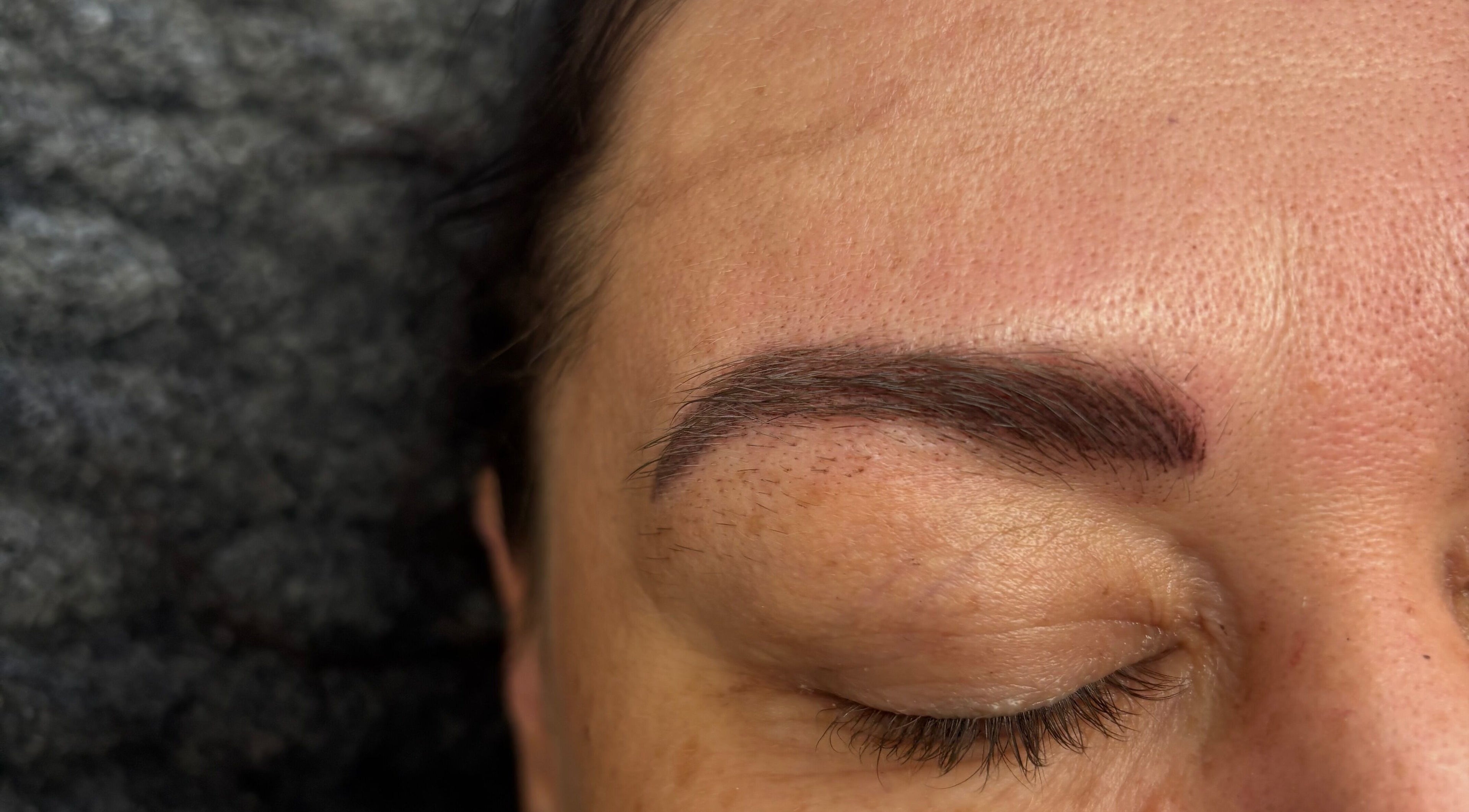 Microbladed eyebrow enhancement at Longhorn Beauty Academy, Post Falls, Idaho, US.
