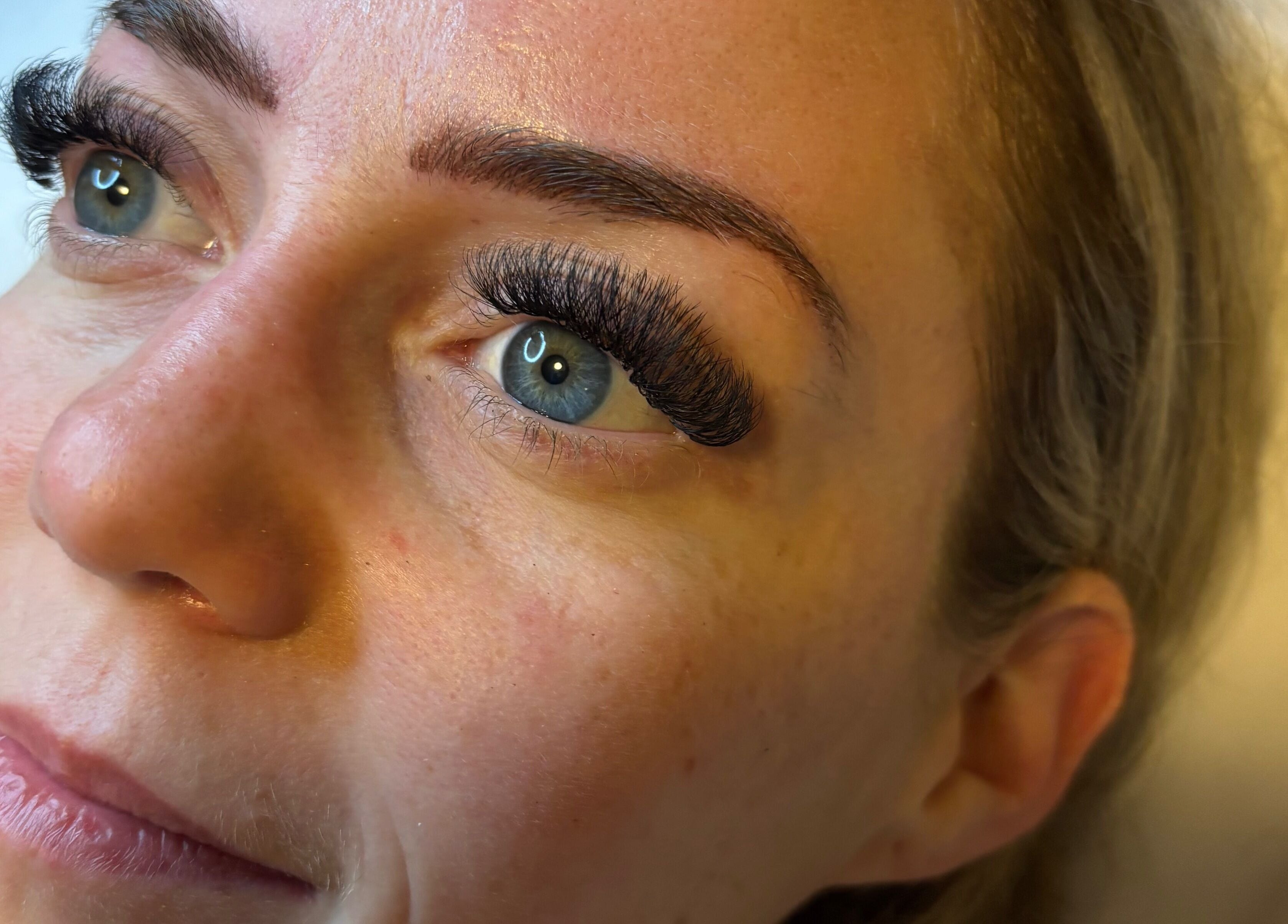 Close-up of eyelash extensions at Longhorn Beauty Academy, Post Falls, Idaho, US.