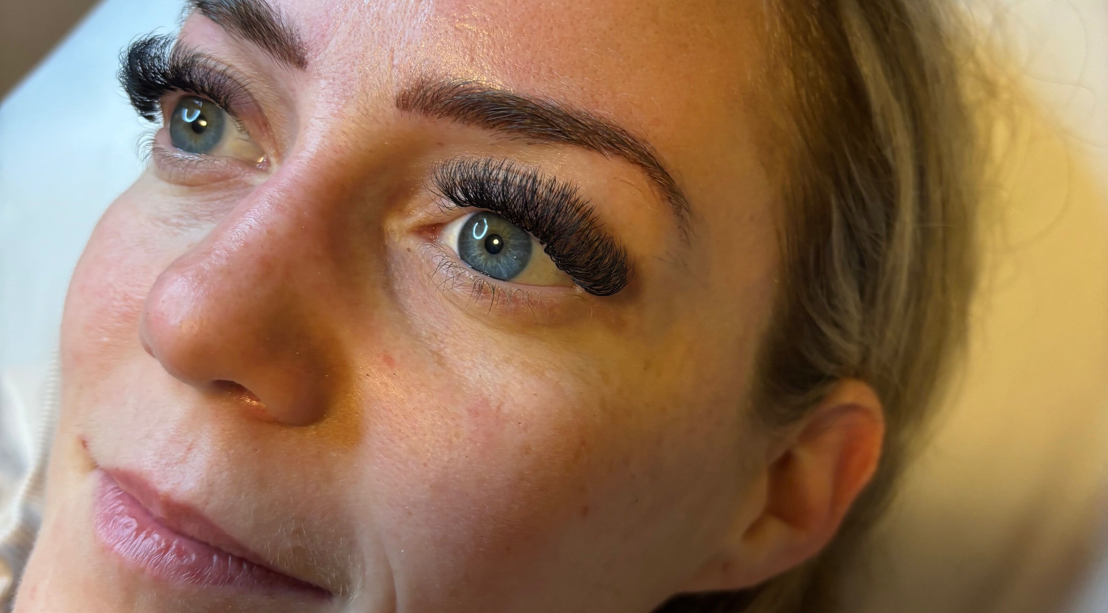 Close-up of eyelash extensions at Longhorn Beauty Academy, Post Falls, Idaho, US.
