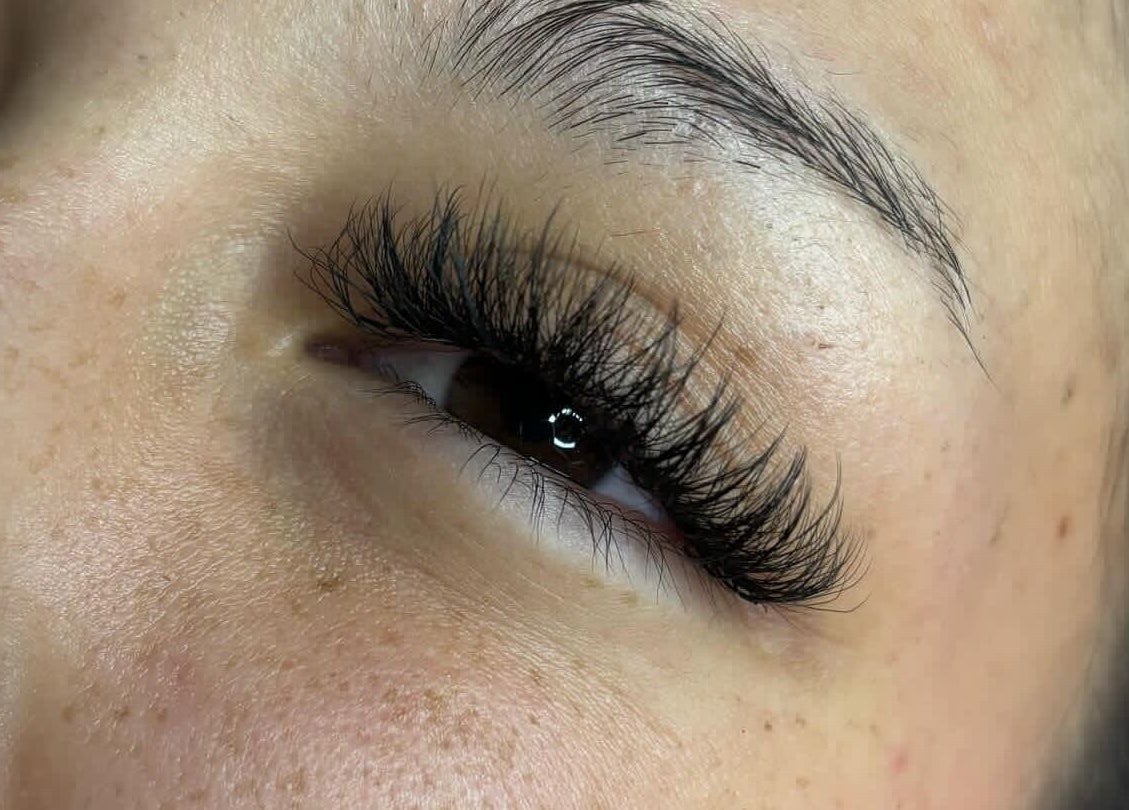 Close-up of eyelash extensions at Longhorn Beauty Academy, Post Falls, Idaho, US.