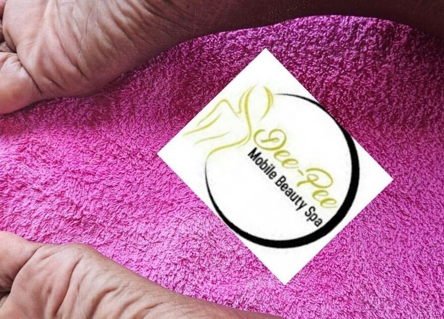 Relaxing foot treatment at Deepee Mobile Beauty Spa, Kuruman, Northern Cape, ZA on plush pink towel.