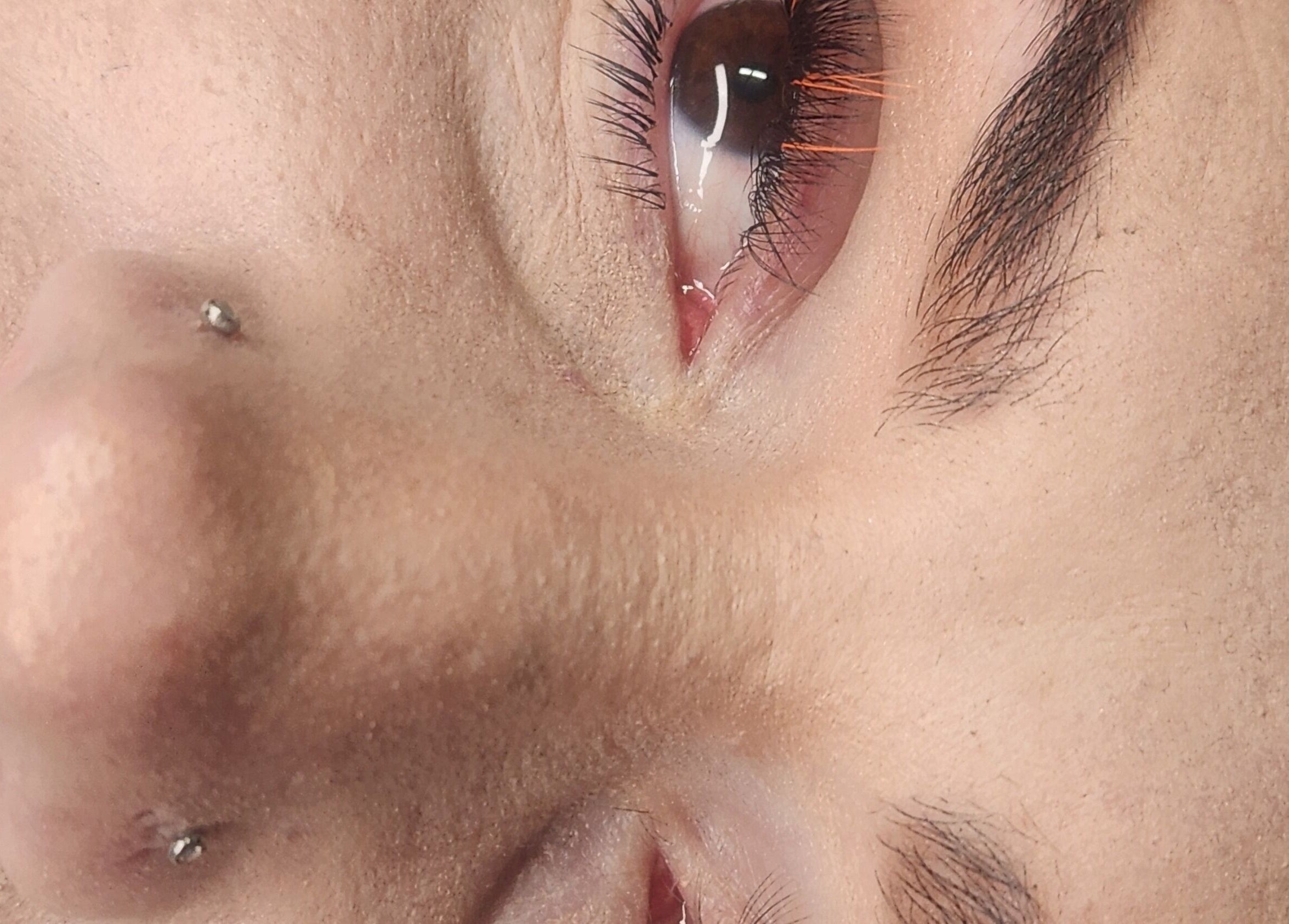 Close-up of enhanced lashes at On The Fly Lashes, Latrobe, Tasmania, AU showcasing detailed lash work.