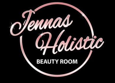 Logo of Jenna's Holistic Beauty Room in Whickham, England, GB with elegant pink text on a black background.