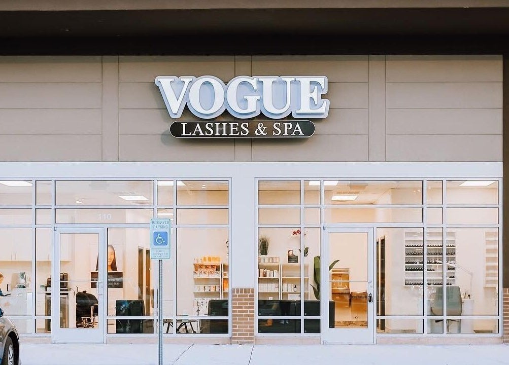 Front view of Vogue Lashes & Spa - Greenbrier, located in Chesapeake, Virginia, US, showcasing a modern exterior.