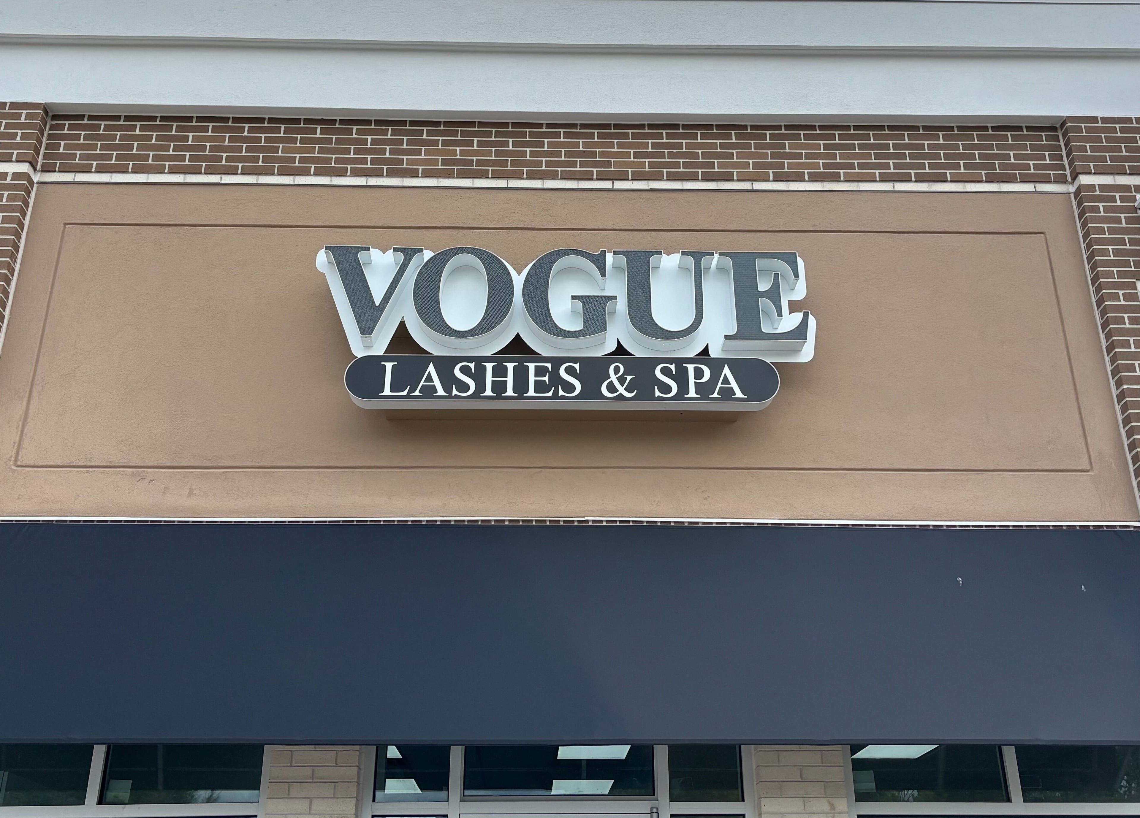 Vogue Lashes & Spa - Great Bridge storefront in Chesapeake, Virginia, US with stylish signage.