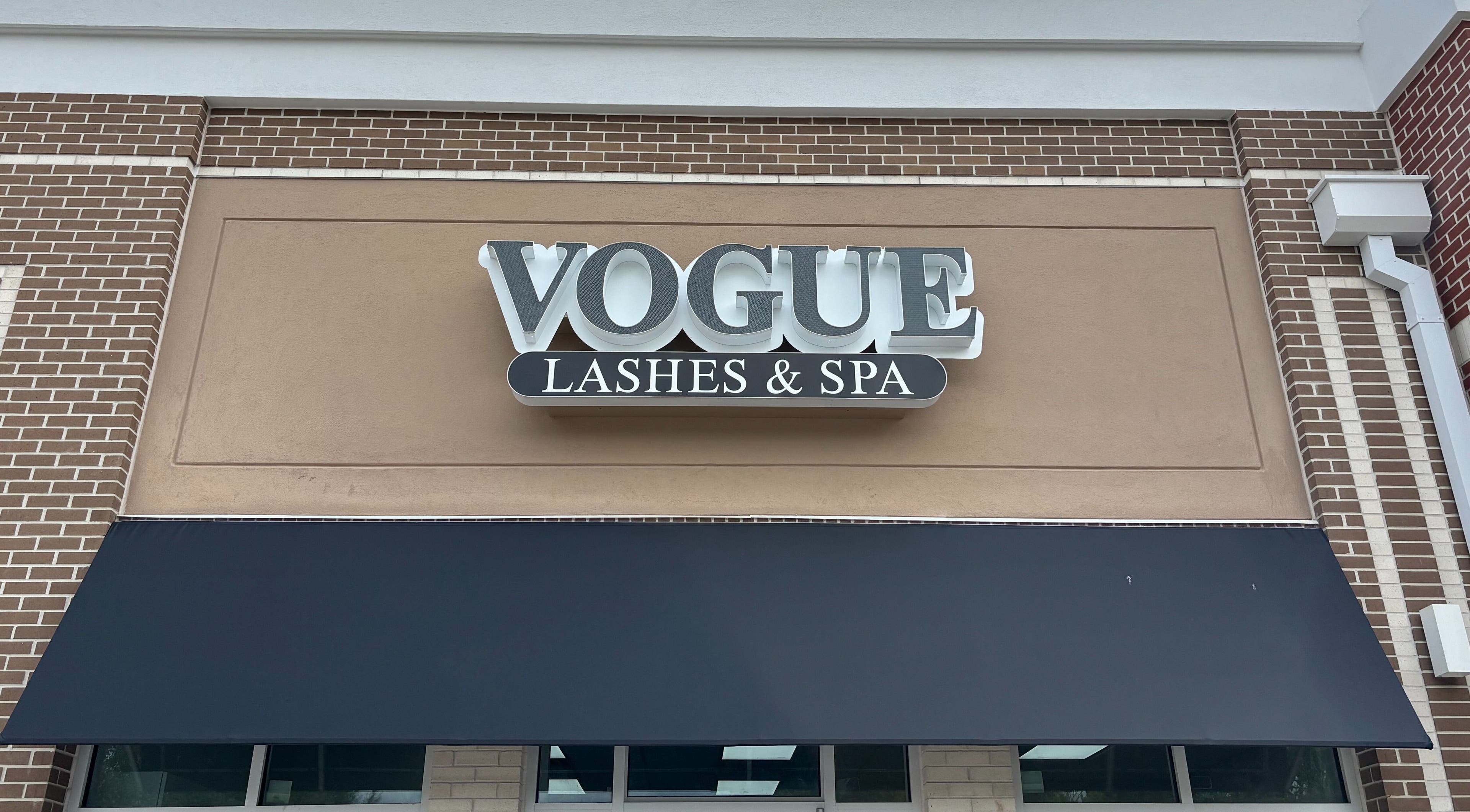 Vogue Lashes & Spa - Great Bridge storefront in Chesapeake, Virginia, US with stylish signage.