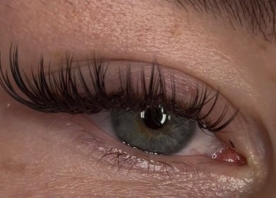 Close-up of eyelash extension at Lash’d Aesthetics UK, Peterborough, England, GB.