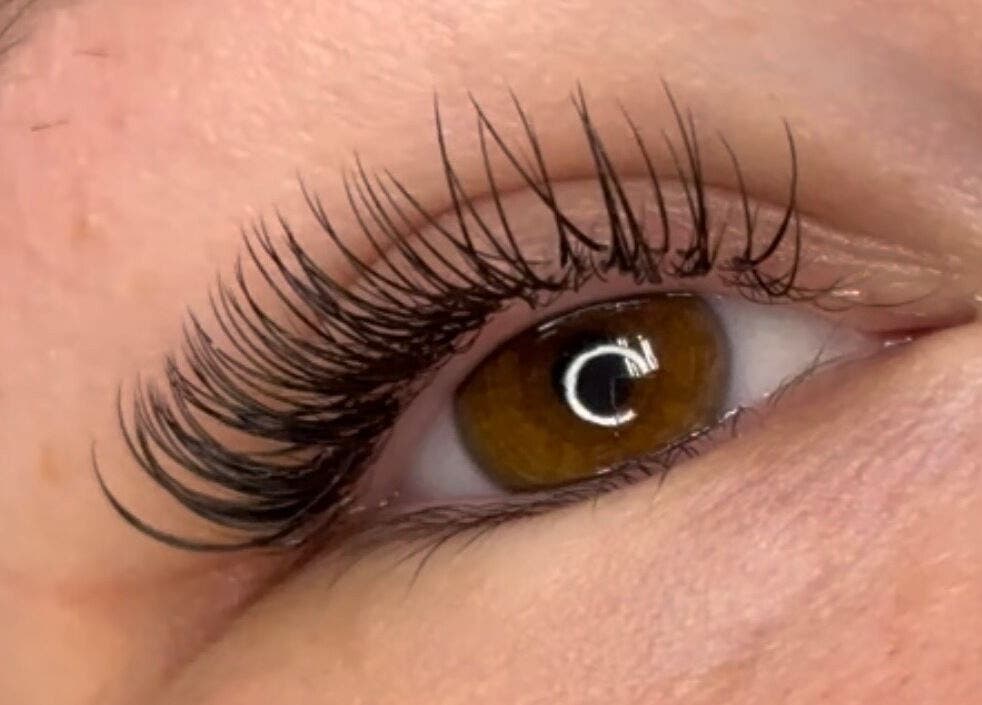 Close-up of lush eyelash extensions at Lash’d aesthetics UK, Peterborough, England, GB.
