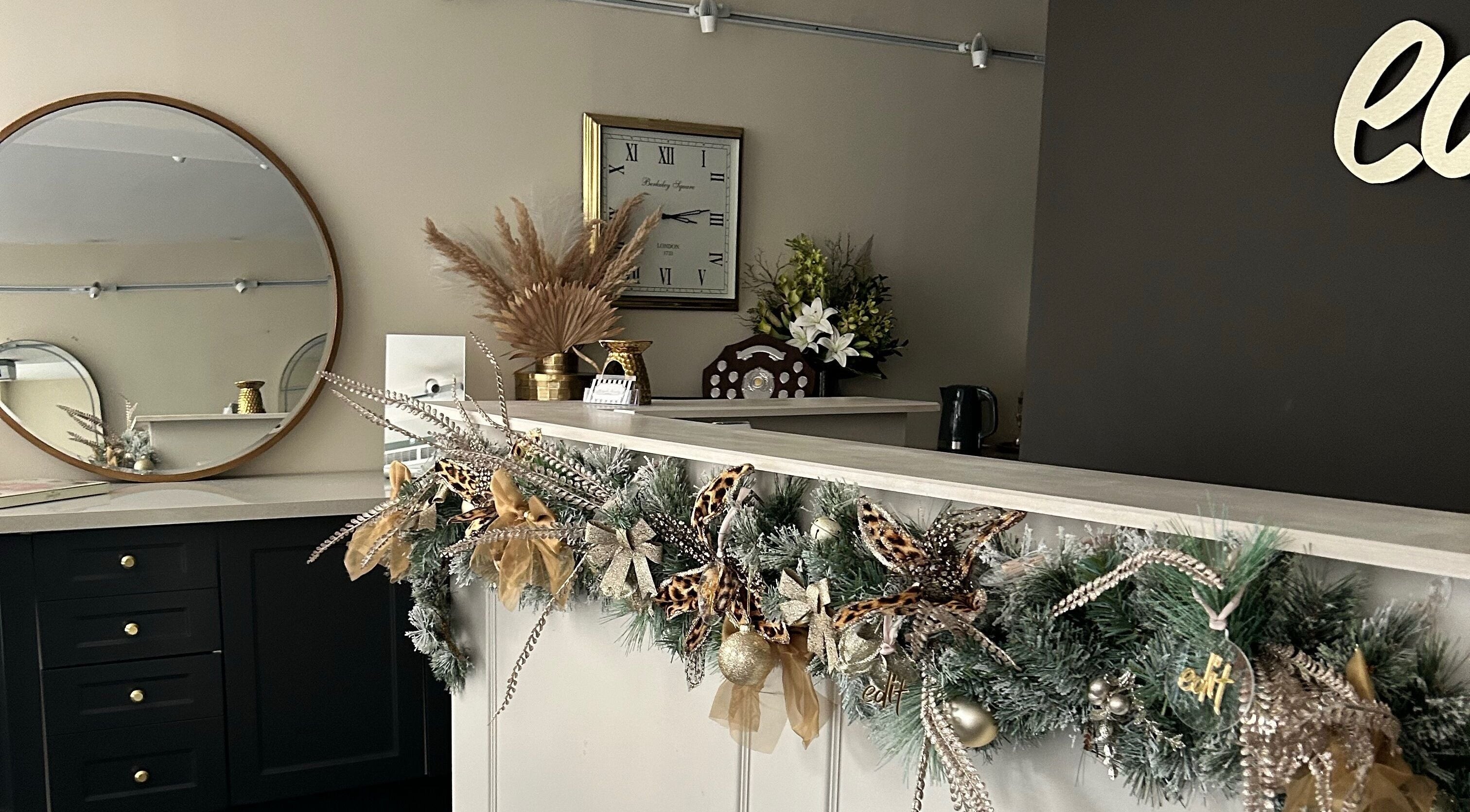 Elegant decor at reception in Daisy at Lash Queen - Edit Clinic, Bury St Edmunds, England, GB.