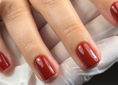 Beautiful red manicured nails at Edit By ELM in Binfield, England, GB, showcasing professional nail artistry.