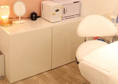 Relaxing treatment room at Get Up and Glow Beauty Studio, Chehalis, Washington, US, perfect for wellness.