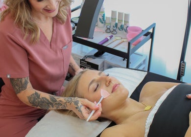 Facial treatment at Get Up and Glow Beauty Studio in Chehalis, Washington, US enhances relaxation and skin glow.