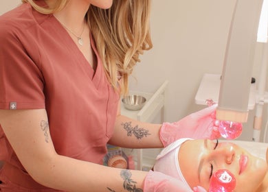 Facial treatment at Get Up and Glow Beauty Studio in Chehalis, Washington, US.