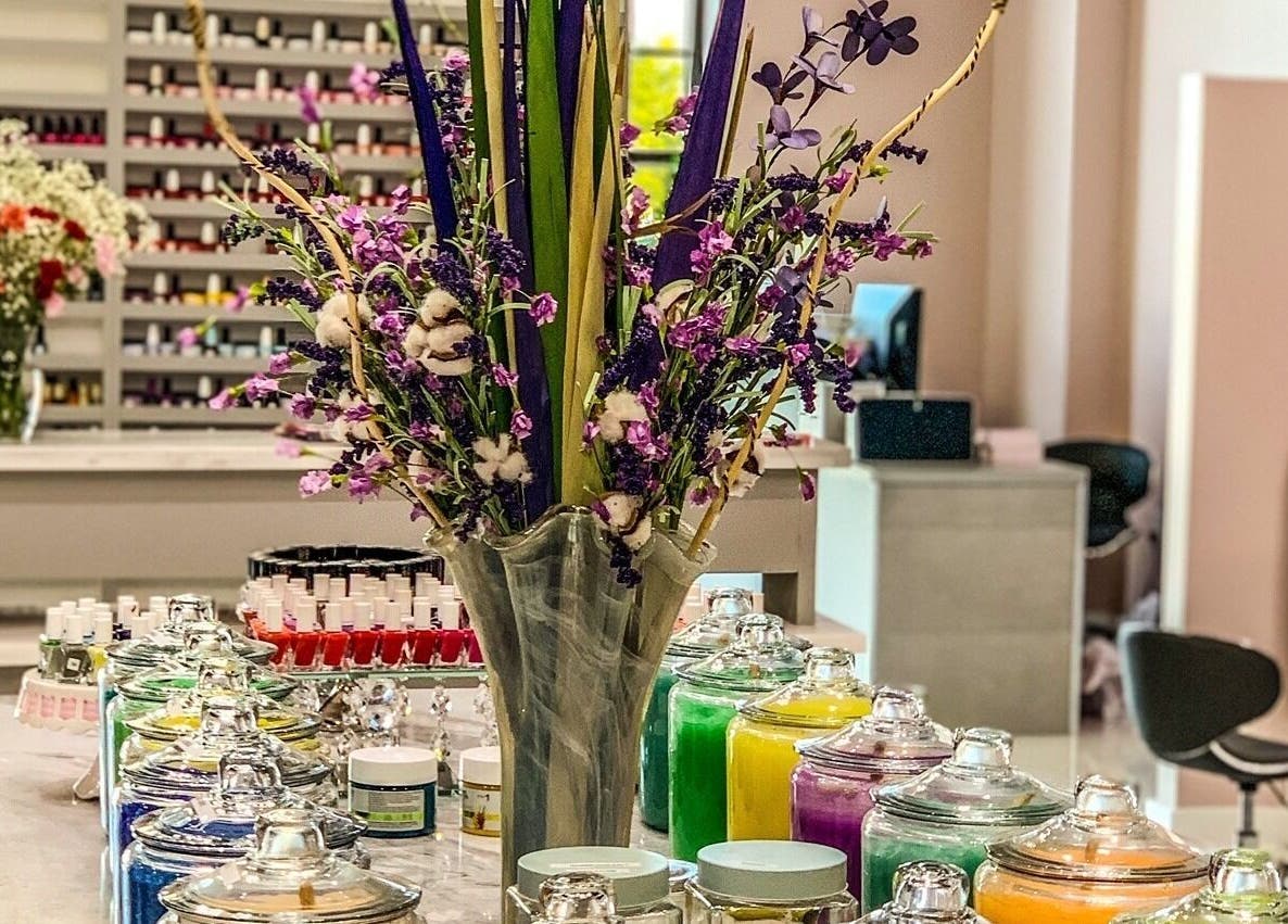 Elegant nail polish and decor at Prink Polished Nail Spa, Missouri City, Texas, US.