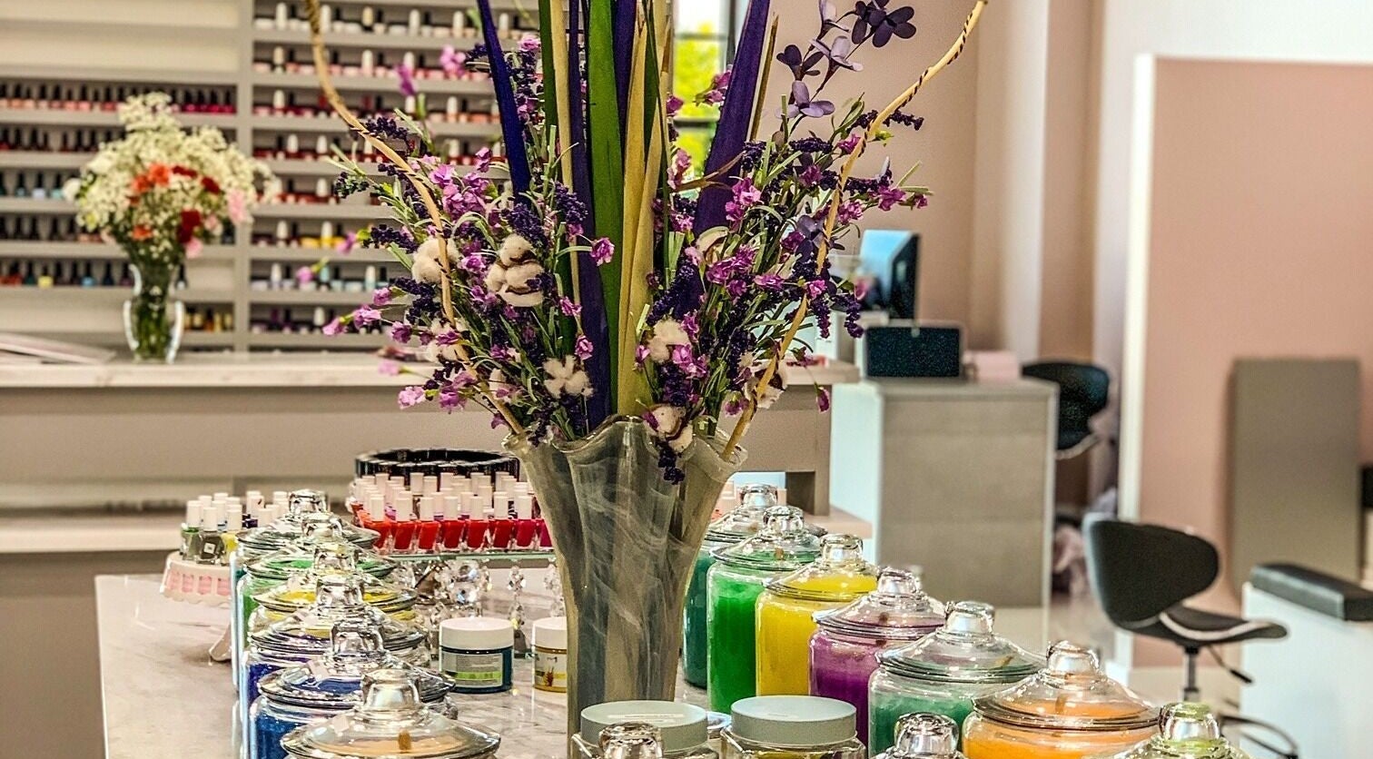 Elegant nail polish and decor at Prink Polished Nail Spa, Missouri City, Texas, US.