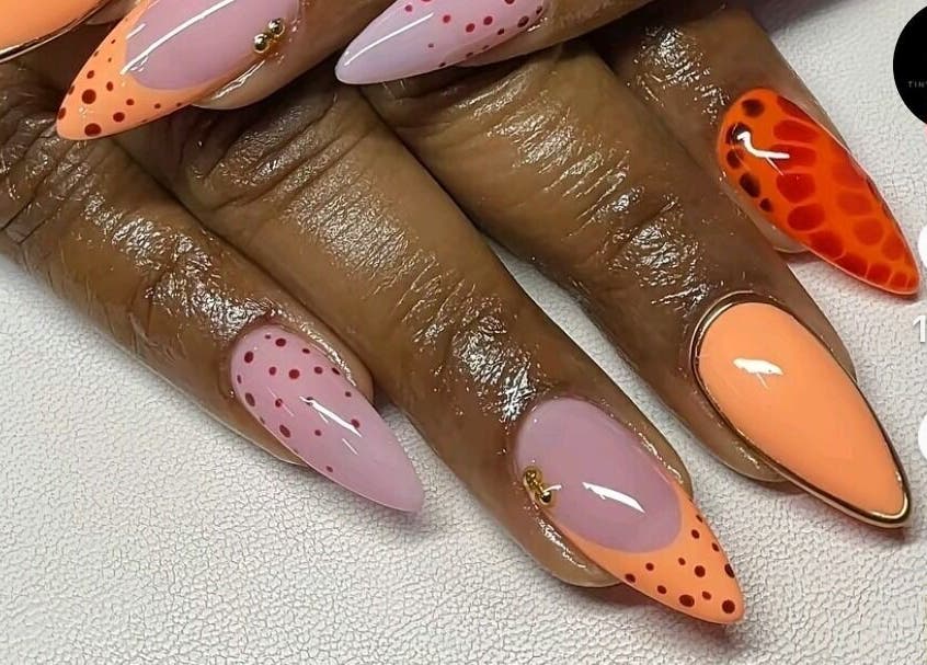 Colorful nail art designs at Top Adi Line Nails, Old Harbour, St. Catherine Parish, JM showcasing expert craftsmanship.