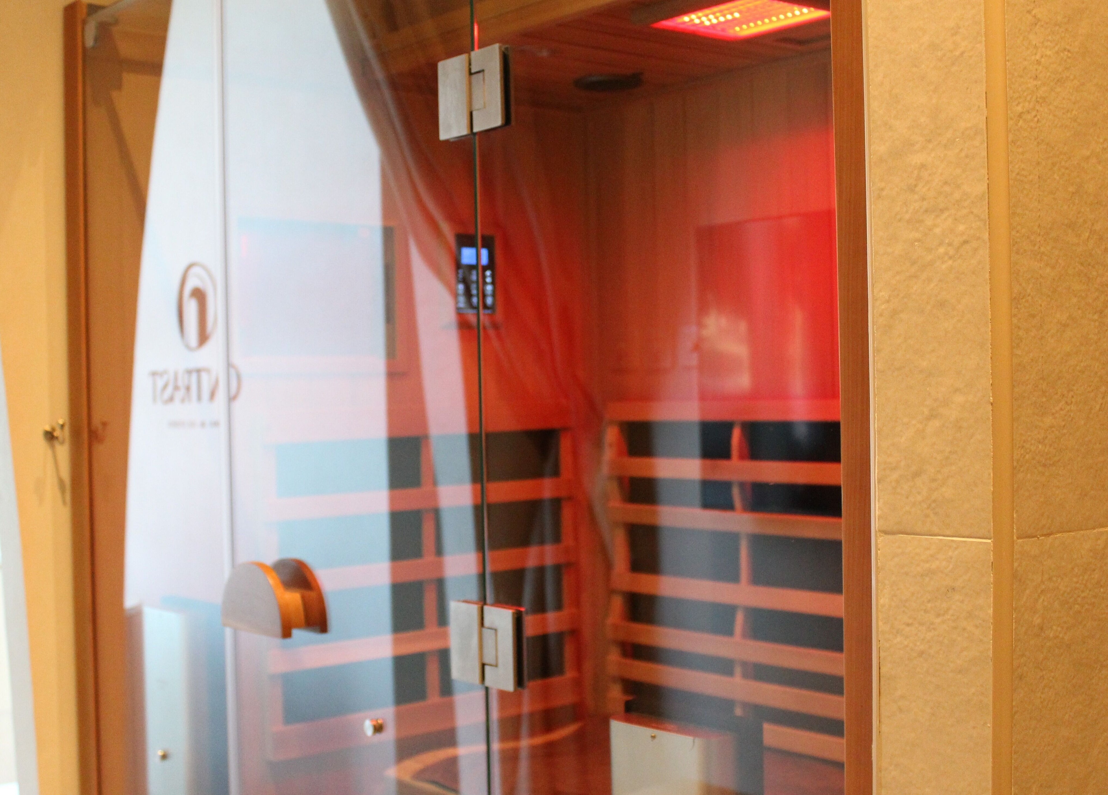 Infrared sauna at Contrast Dubai Creek Harbour in Dubai, Dubai, AE, offering a luxurious wellness experience.