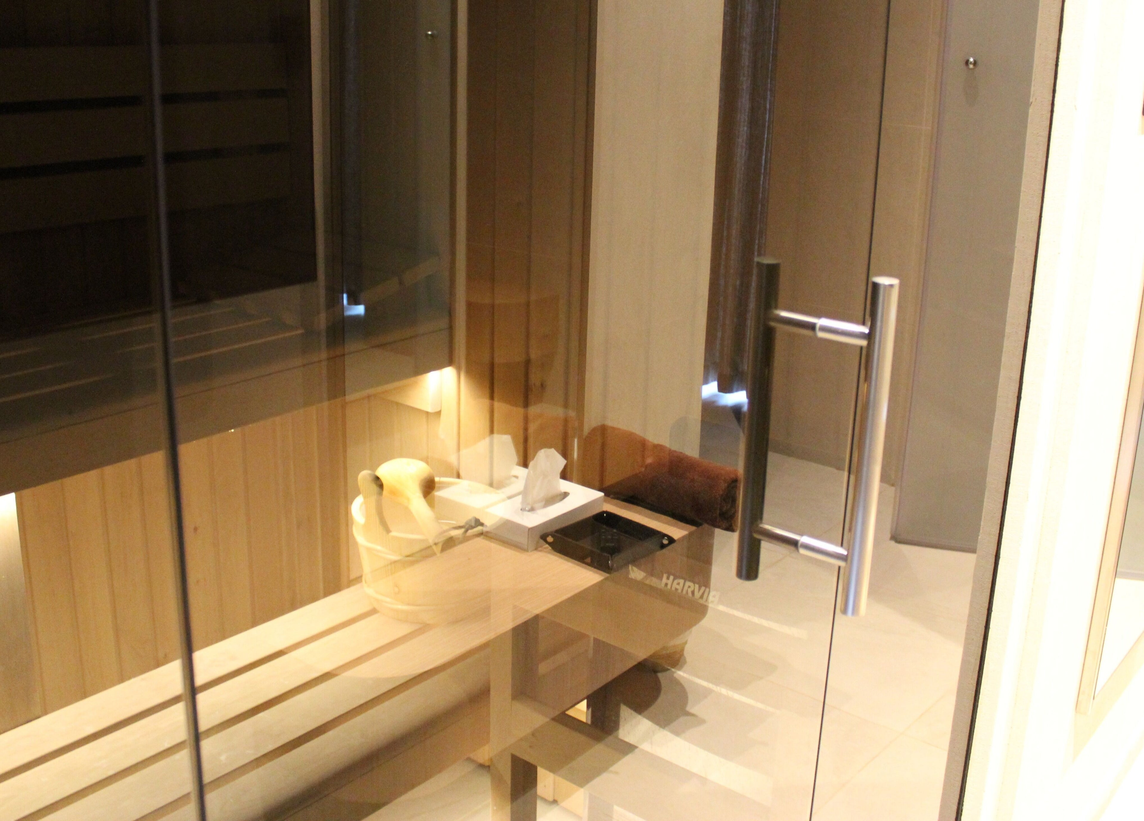 Luxurious sauna room at Contrast Dubai Creek Harbour, Dubai, Dubai, AE ready for relaxation.