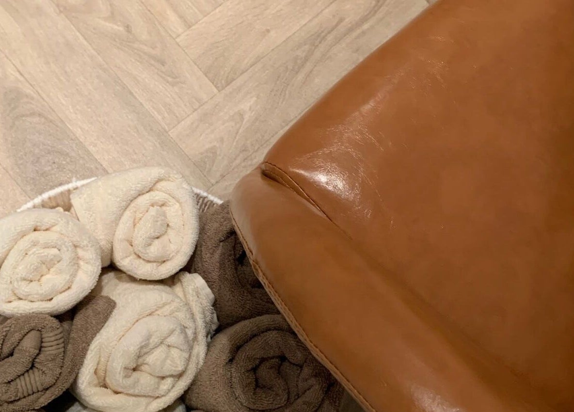 Luxurious towels and seating at Le Roux Beauty, Langford, England, GB.