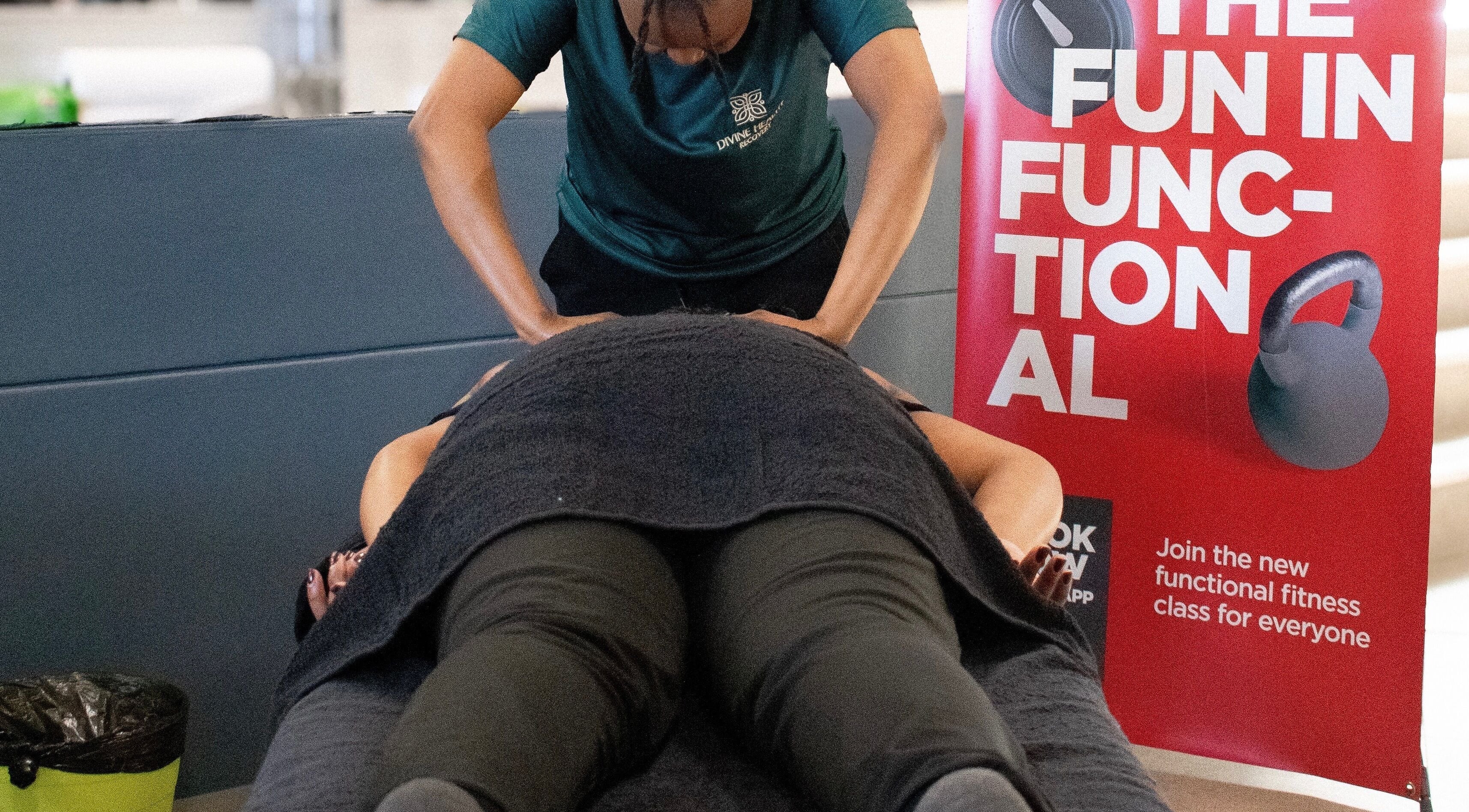 Therapist gives a restorative massage at Divine Health Recovery, Randburg, Gauteng, ZA. Relaxation environment.