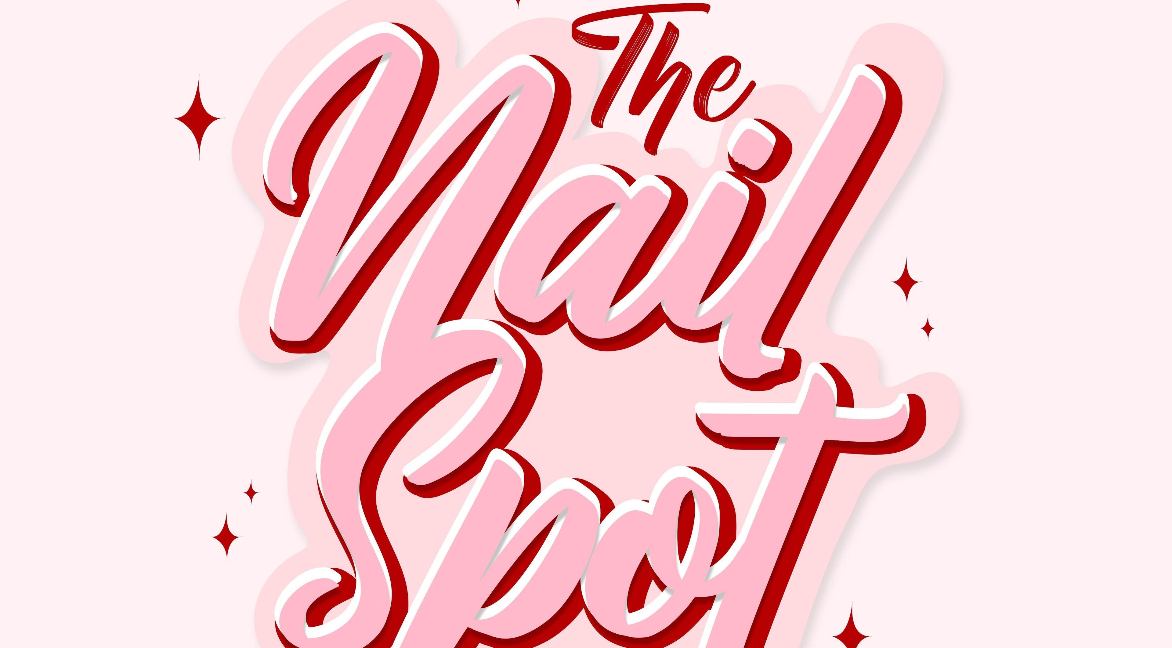Stylish 'The Nail Spot' logo in pink and red hues, Roseau DM beauty venue sign.