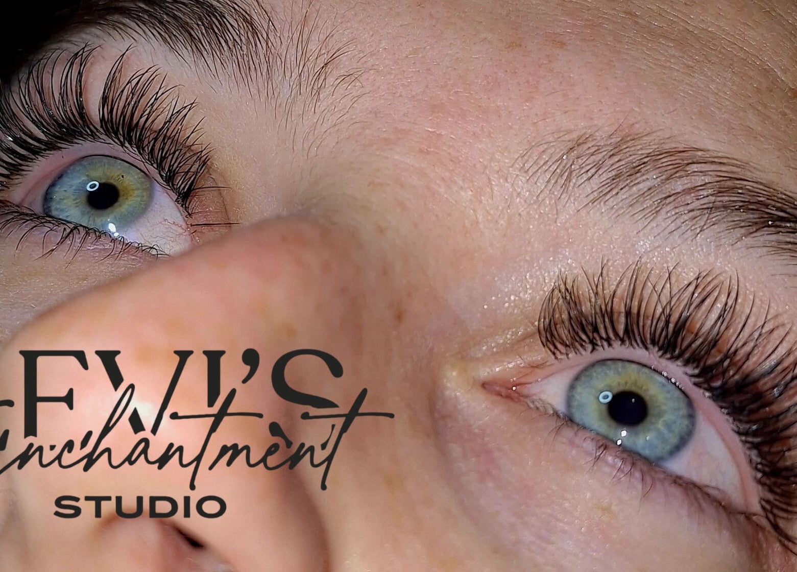 Close-up of stunning lash extensions at Levi's Enchantment Studio, Torquay, England, GB.