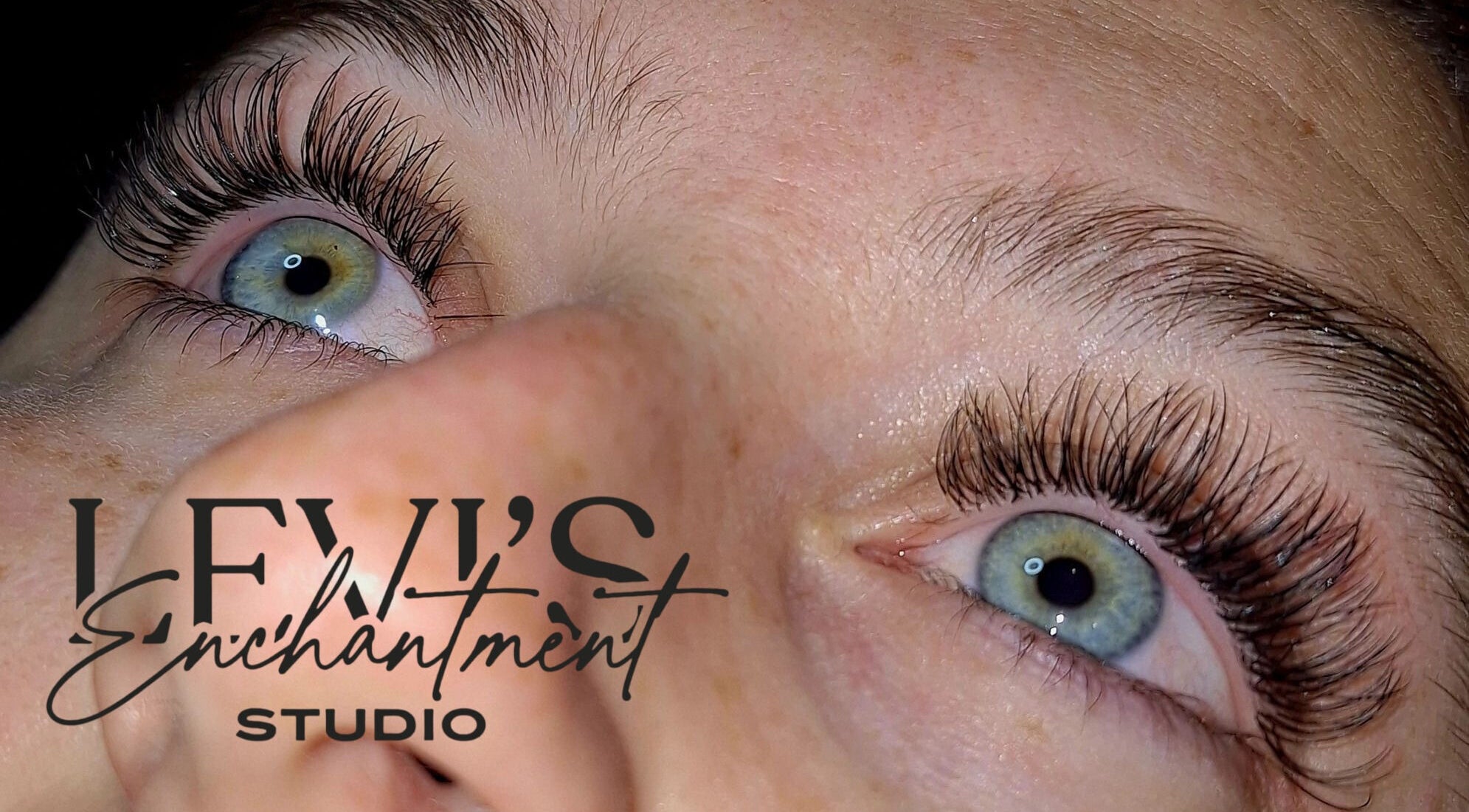 Close-up of stunning lash extensions at Levi's Enchantment Studio, Torquay, England, GB.