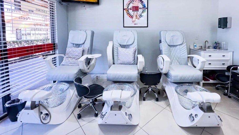 Elegant pedicure stations at The Lotus Chair, LLC in Boca Raton, Florida, US offer a serene experience.
