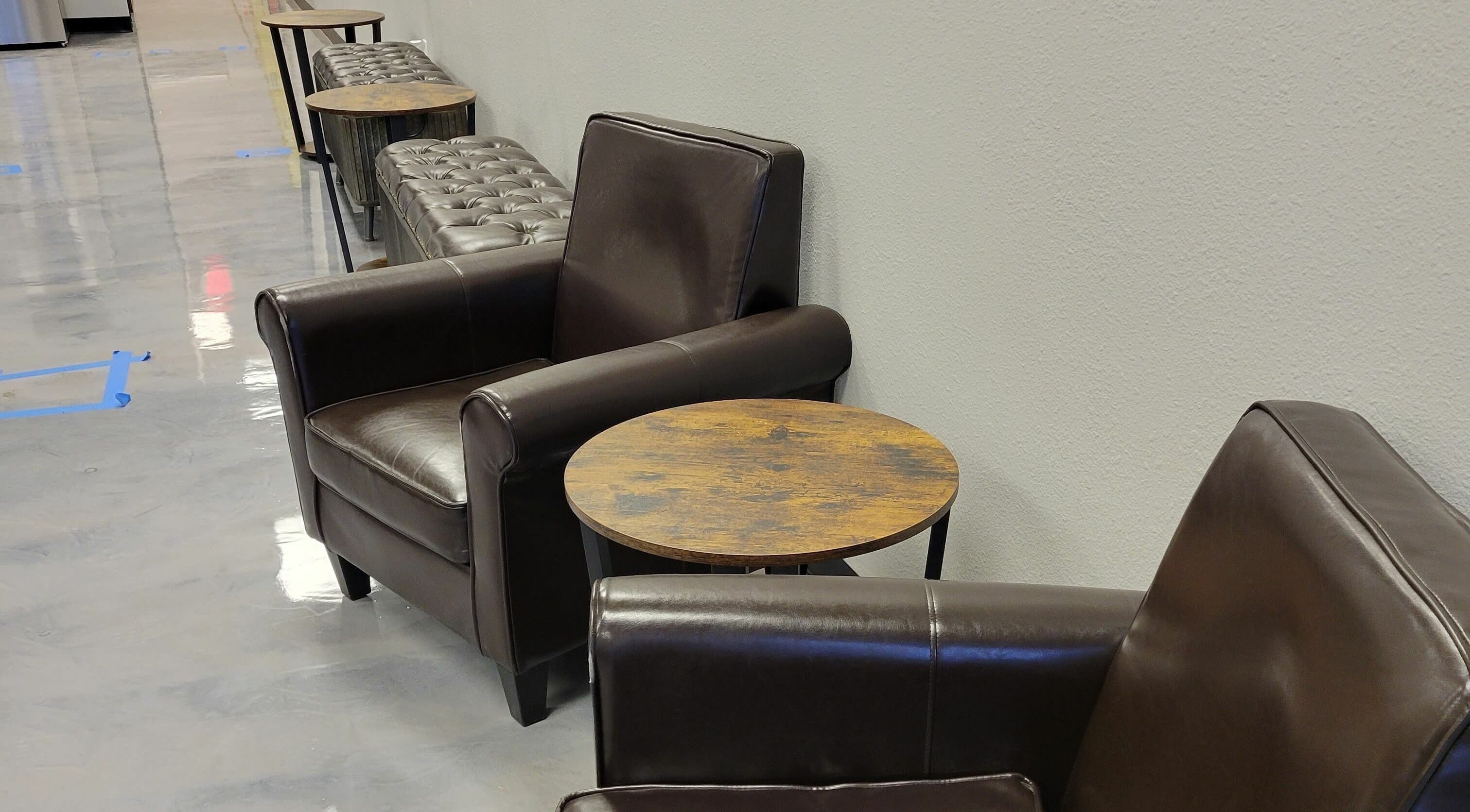 Comfortable leather chairs at Executive Men's Grooming Mesa, Mesa, Arizona, US.