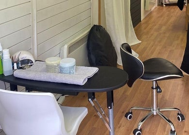 Nail treatment station at The Soul Sanctuary, Little Brickhill, England, GB, showcasing a serene work area.