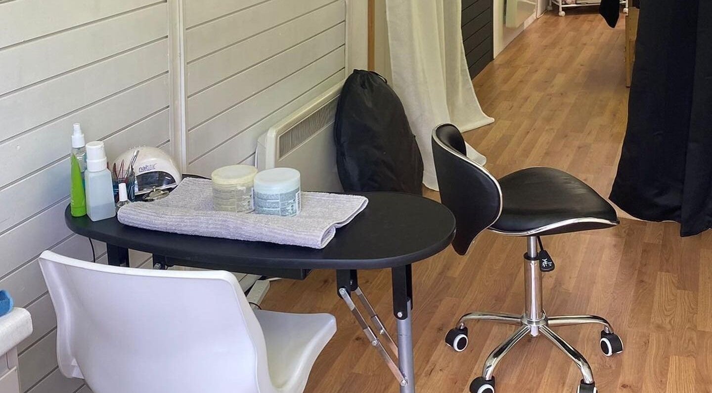 Nail treatment station at The Soul Sanctuary, Little Brickhill, England, GB, showcasing a serene work area.