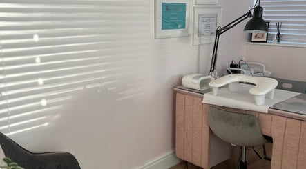 Manicure station at Beauty in the Peak, High Peak, England, GB, illuminated by soft natural light.