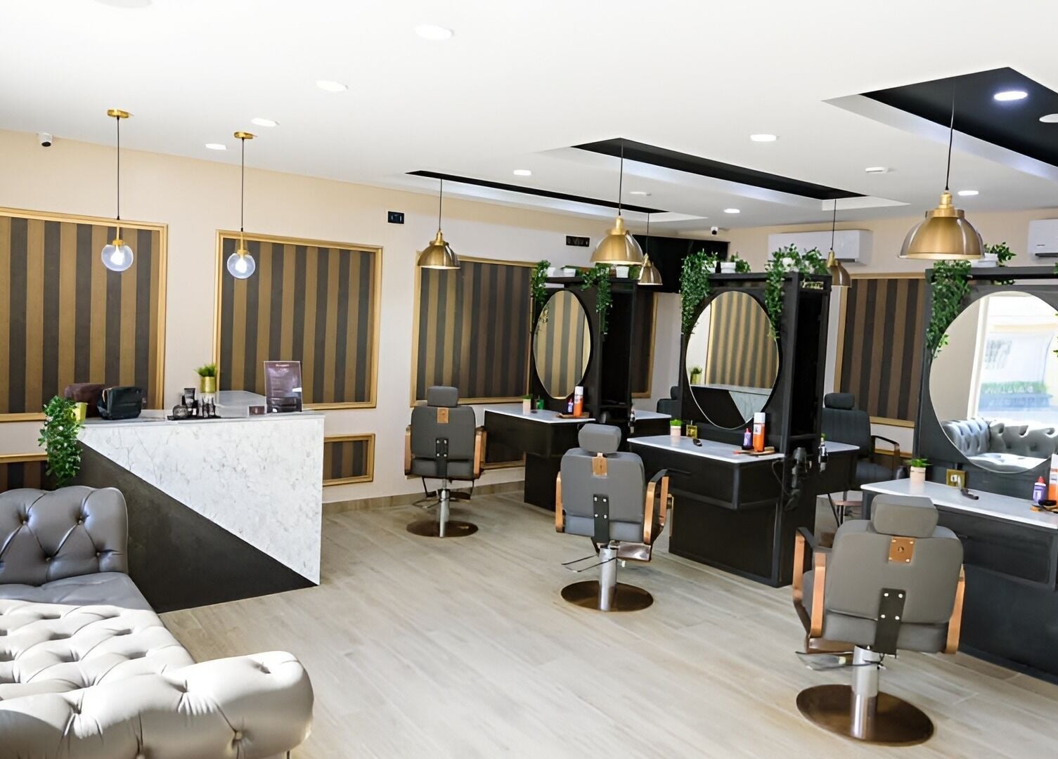 Modern salon interior at Groomed by Elereka Ikoyi in Lagos, Lagos, NG with stylish decor and elegant seating.
