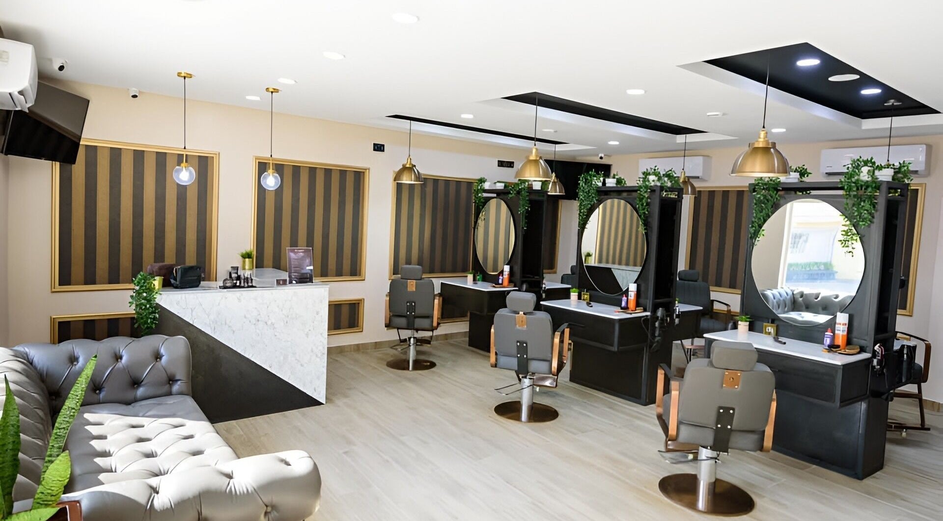 Modern salon interior at Groomed by Elereka Ikoyi in Lagos, Lagos, NG with stylish decor and elegant seating.