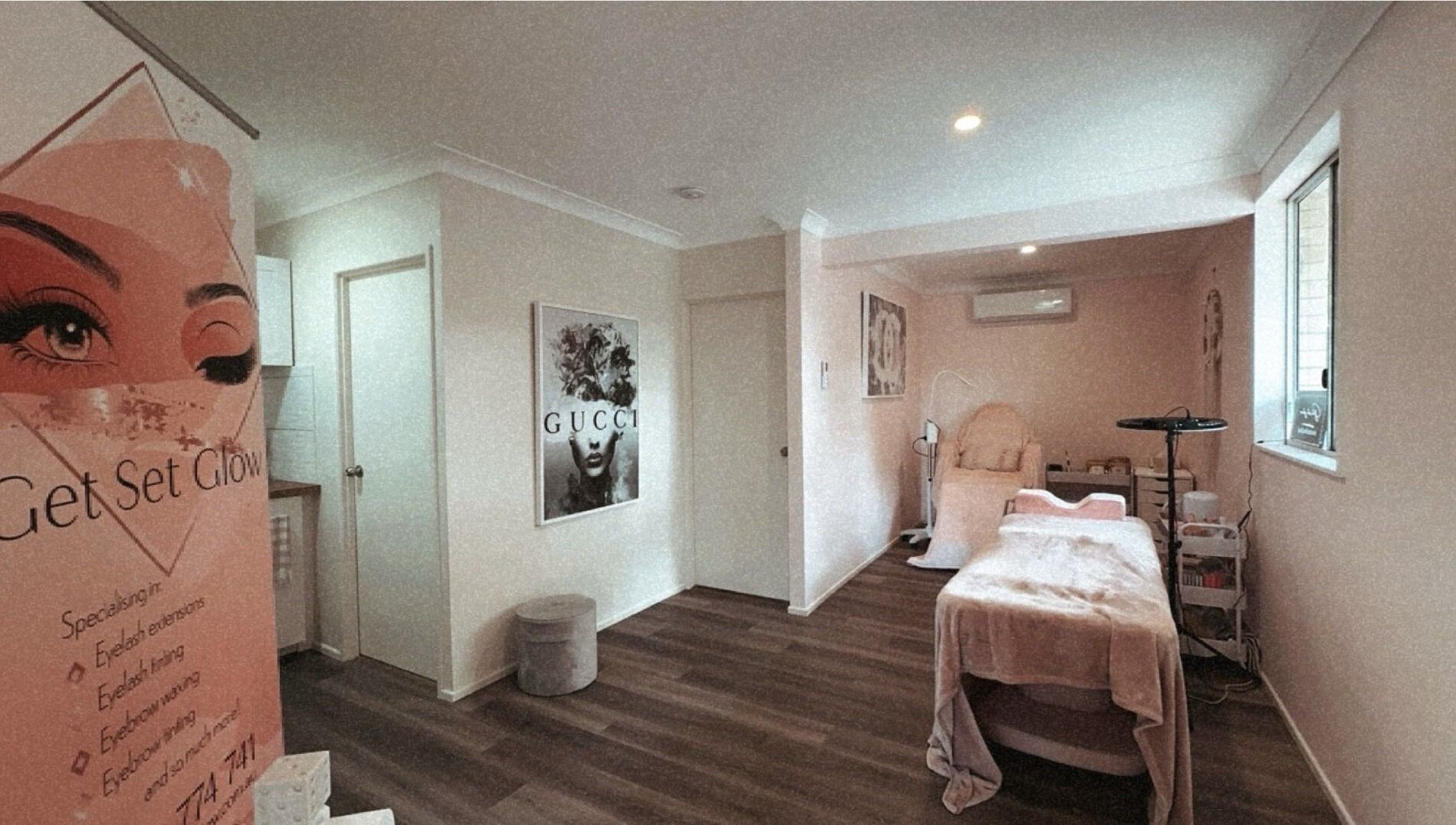 Cozy treatment room at Get Set Glow in Deception Bay, Queensland, AU with elegant decor and relaxing ambiance.