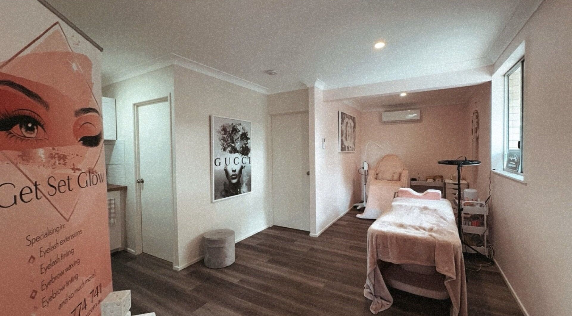 Cozy treatment room at Get Set Glow in Deception Bay, Queensland, AU with elegant decor and relaxing ambiance.