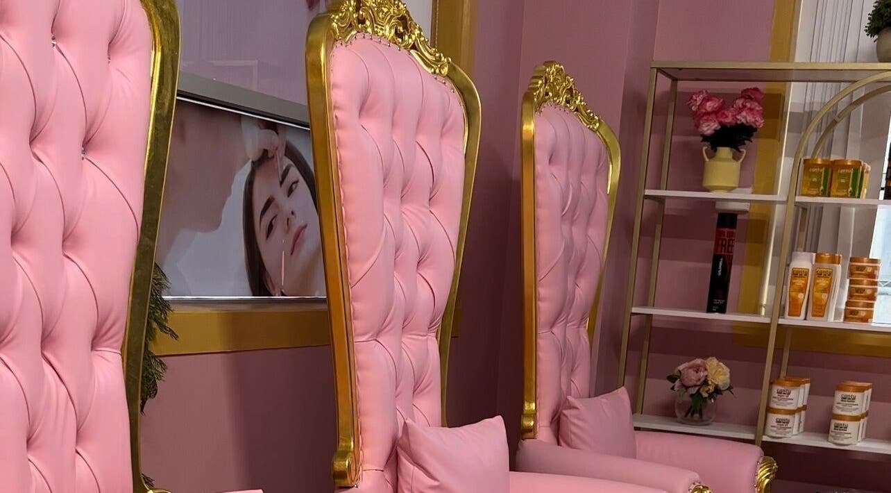 Elegant pink chairs at Barbie Dream Salon in Melbourne, Victoria, AU showcase luxury beauty experience.