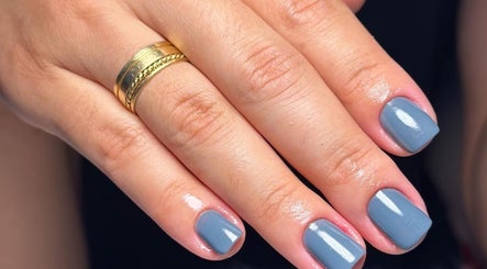 Blue polished nails at Cris Nails - Manicure & Pedicure, Surfers Paradise, Queensland, AU.