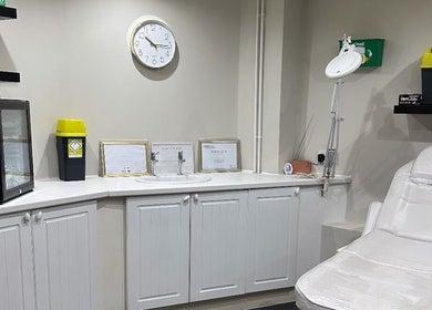 Modern treatment room at The Aesthetic Lounge, featuring a sleek design in Bristol, England, GB.