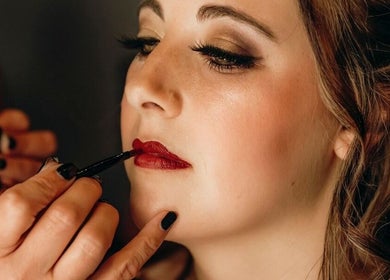 Bridal makeup application at Pretty Pamper in Jeffreys Bay, Eastern Cape, ZA.
