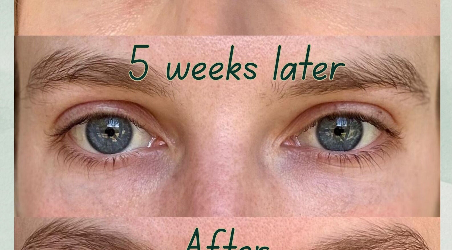 Transformation of eyebrows over five weeks at Pretty Pamper, Jeffreys Bay, Eastern Cape, ZA.