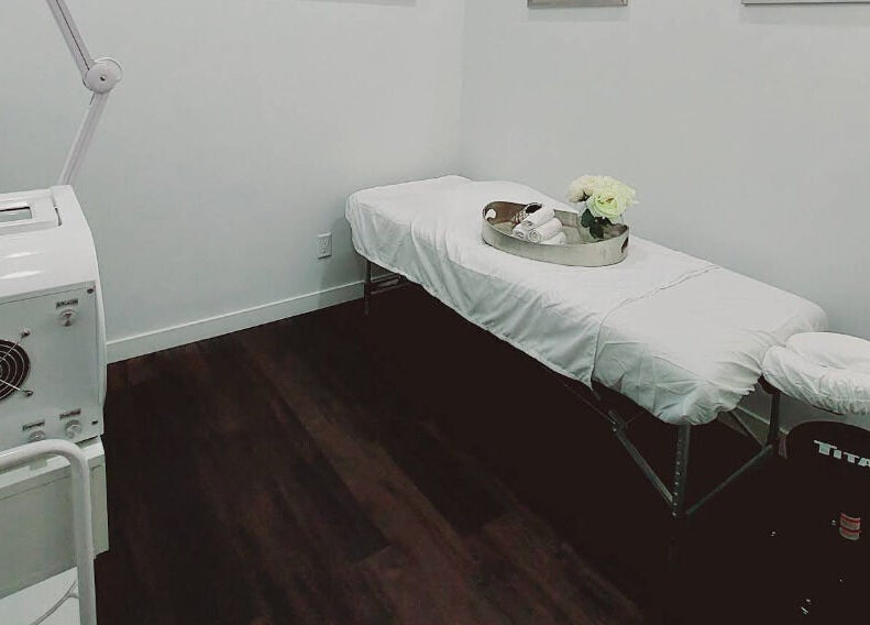 Tranquil treatment room at Mica Spa Wellness, Vaughan, Ontario, CA with massage table ready for clients.