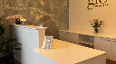 Reception area at The Retreat Room At GloMedispa, Grantham Farm, New South Wales, AU, featuring stylish decor.