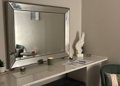 Elegant mirror and decor at The Retreat Room At GloMedispa, Grantham Farm, New South Wales, AU.