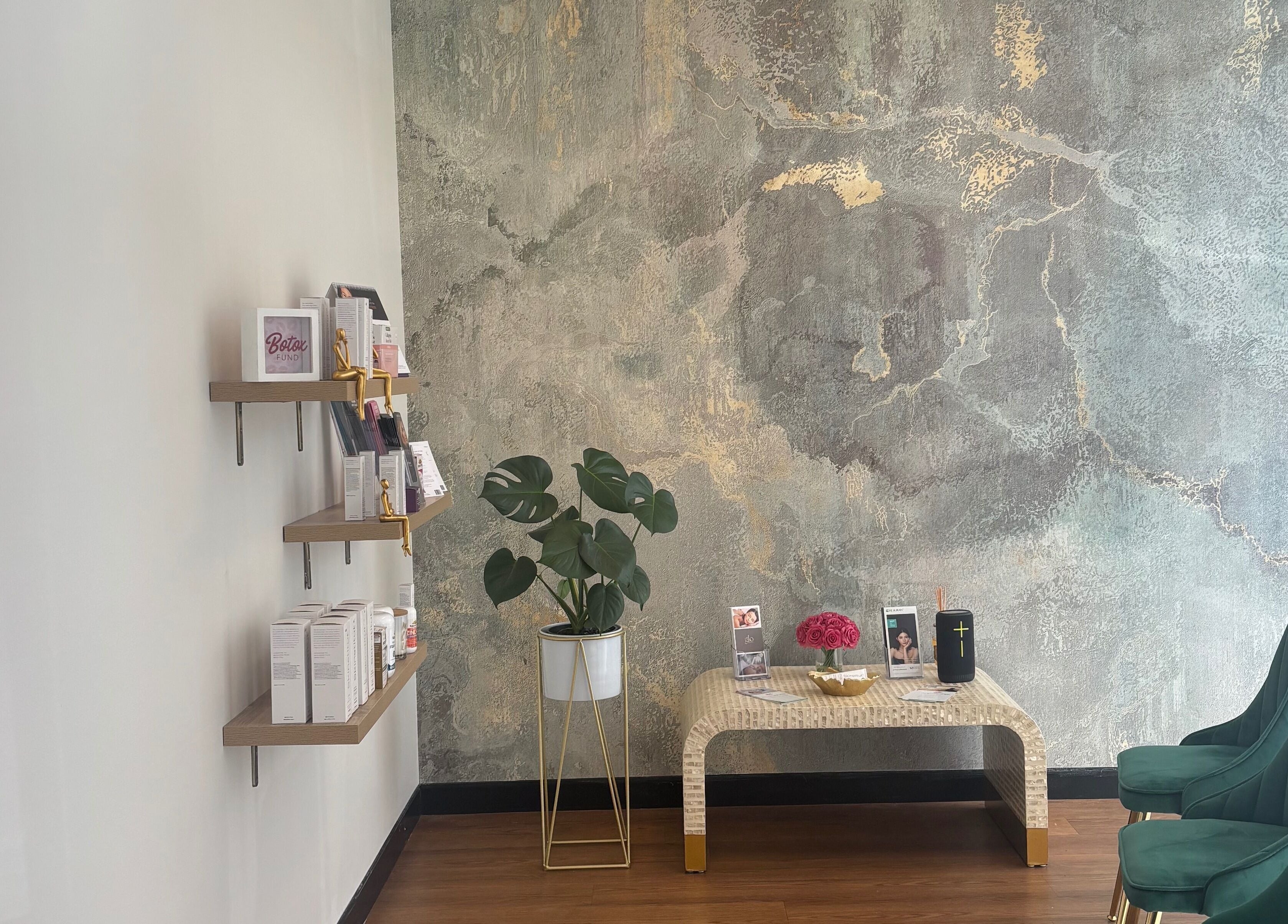 Elegant interior of The Retreat Room At Glo Medispa, Grantham Farm, New South Wales, AU, with stylish decor.