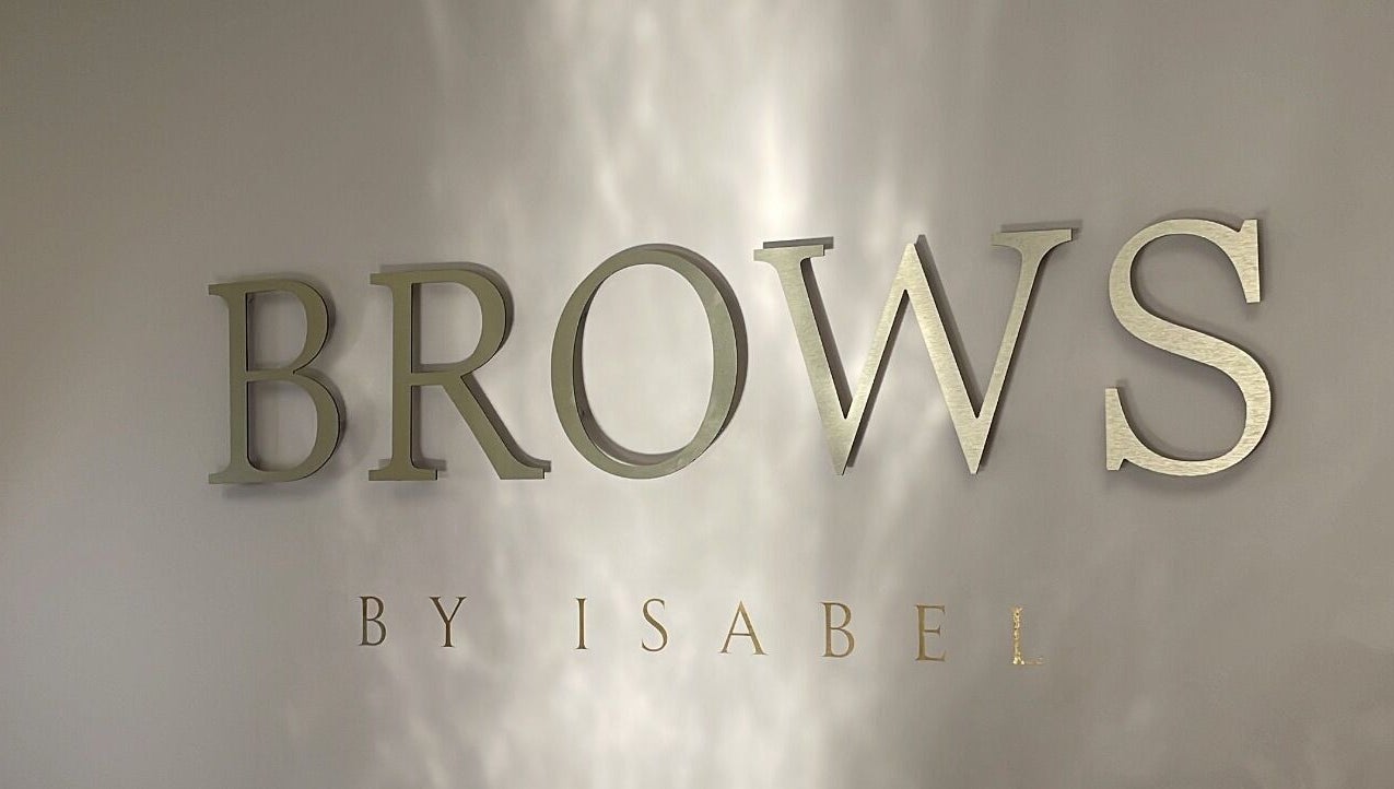 Elegant wall signage of Brows by Isabel in Wolverhampton, England, GB.